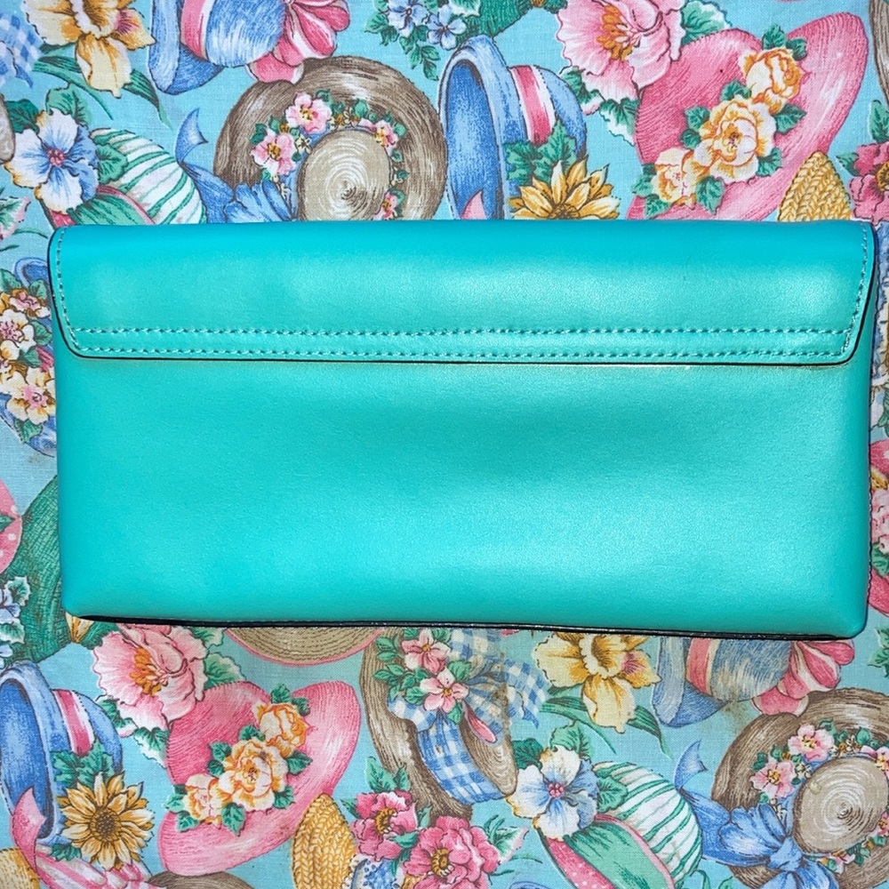 KATE SPADE New York turquoise clutch purse, size in pics, magnet close $79 - Picture 4 of 8